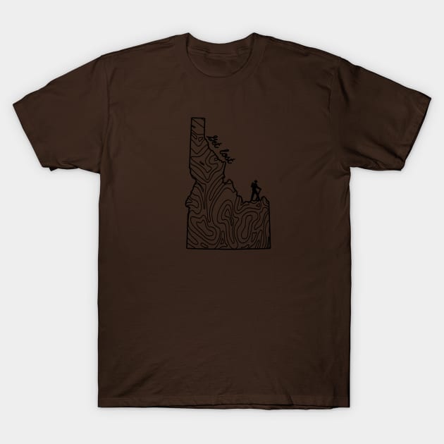 Get Lost Hiking Topographic Art Hike Idaho State Map T-Shirt by TeeCreations